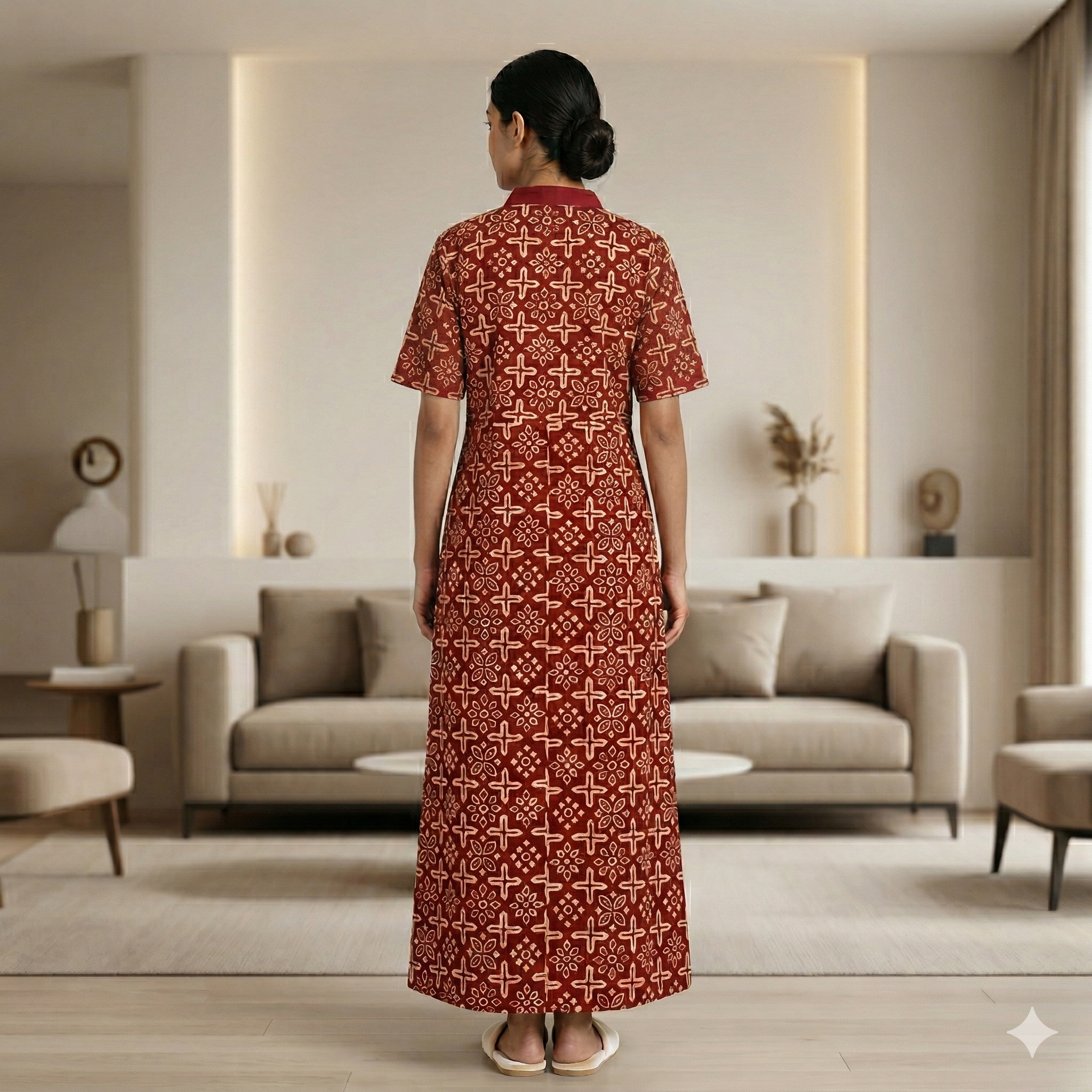Pure Cotton Red Pansy Housecoat
