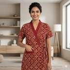 Pure Cotton Red Pansy Housecoat