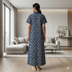 Pure Cotton Cobalt Blue Pansy Housecoat