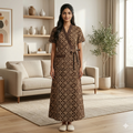 Pure Cotton Brown Pansy Housecoat