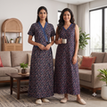 Bizzy Lizzy Navy Blue Iris 2pc Set Housecoat