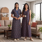 Bizzy Lizzy Navy Blue Iris 2pc Set Housecoat