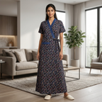Bizzy Lizzy Navy Blue Iris 2pc Set Housecoat