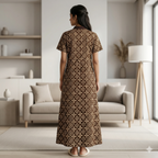 Pure Cotton Brown Pansy Housecoat