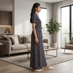 Bizzy Lizzy Navy Blue Iris 2pc Set Housecoat
