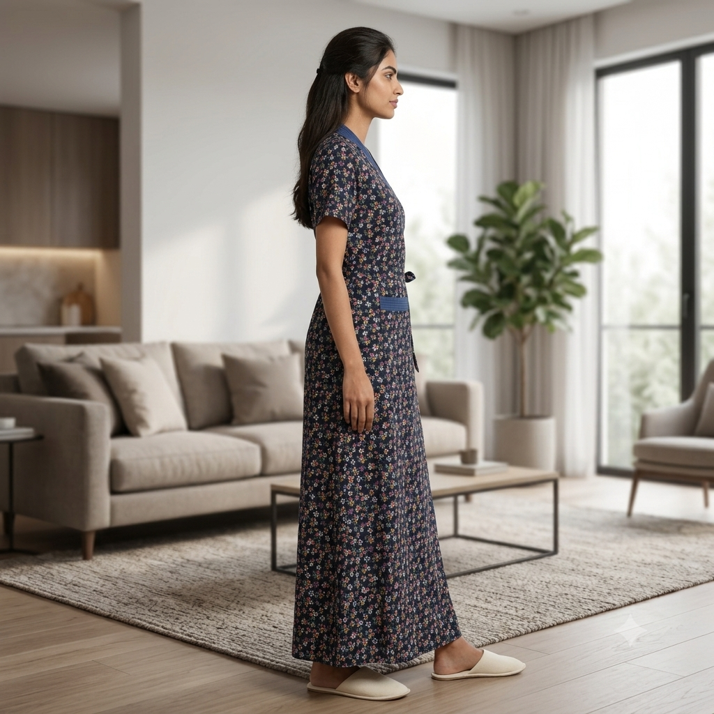 Bizzy Lizzy Navy Blue Iris 2pc Set Housecoat