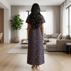 Bizzy Lizzy Navy Blue Iris 2pc Set Housecoat