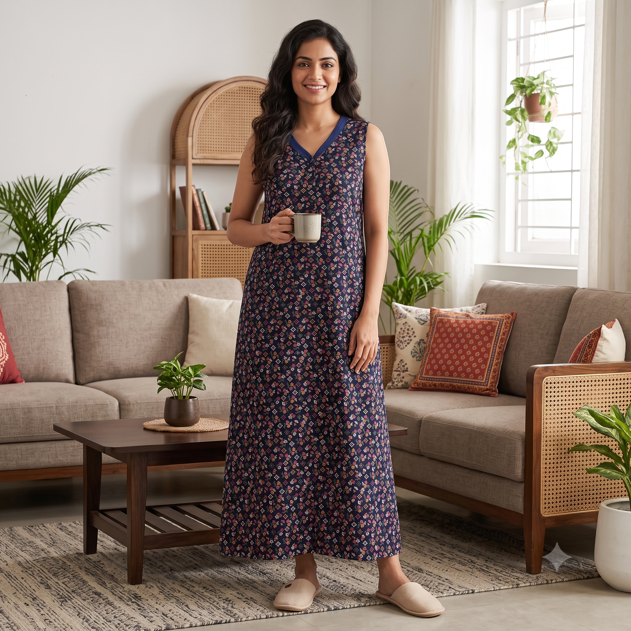 Bizzy Lizzy Navy Blue Iris 2pc Set Housecoat