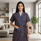 Bizzy Lizzy Navy Blue Iris 2pc Set Housecoat