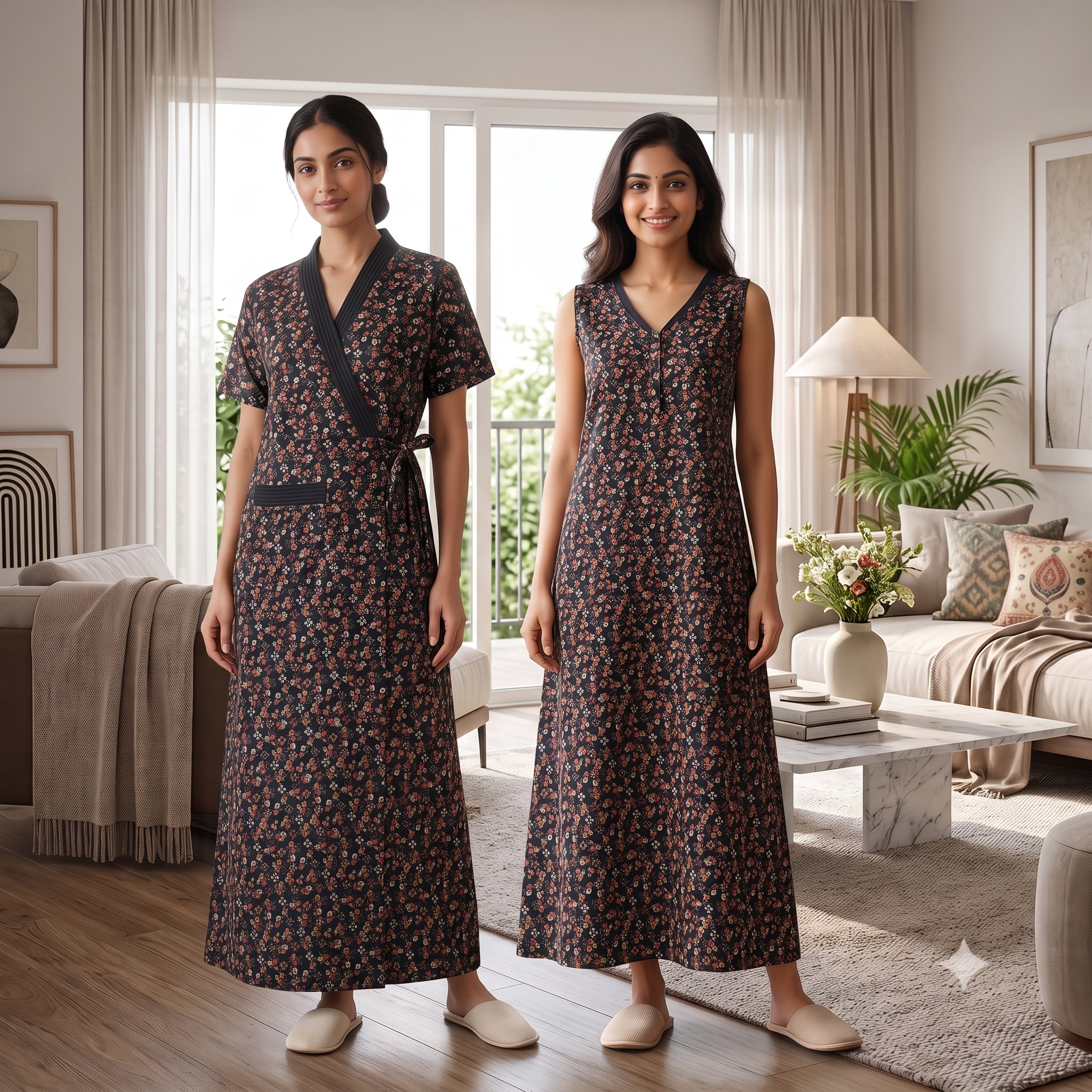 Bizzy Lizzy Black Iris 2pc Set Housecoat
