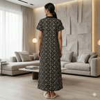 Pure Cotton Ebony Pansy Housecoat