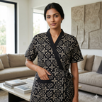 Pure Cotton Ebony Pansy Housecoat