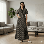 Pure Cotton Ebony Pansy Housecoat