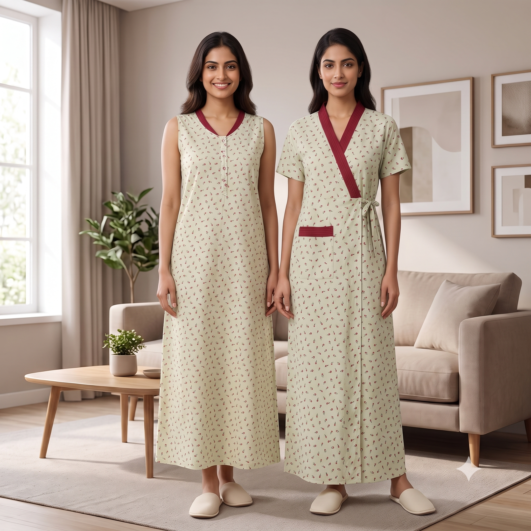 Bizzy Lizzy Light Green Iris 2pc Set Housecoat