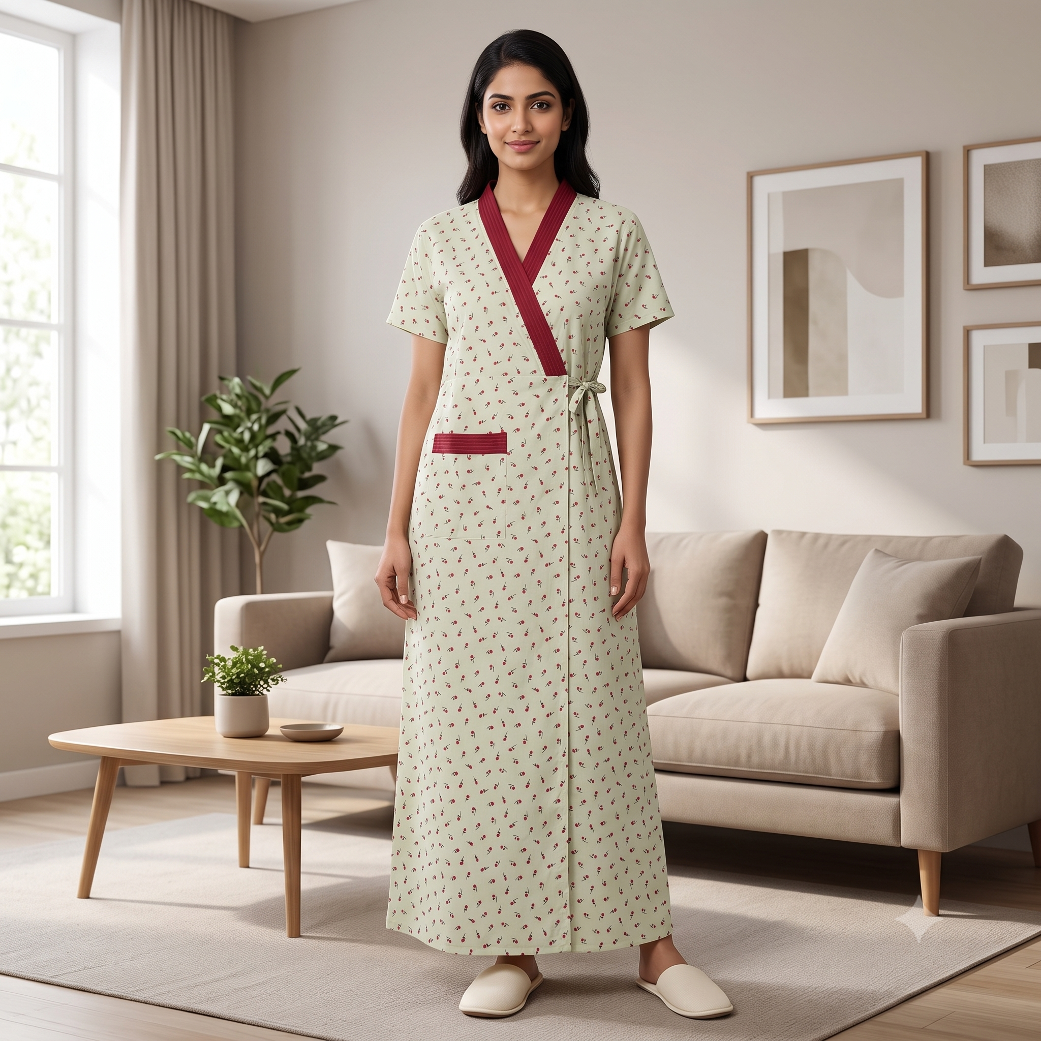 Bizzy Lizzy Light Green Iris 2pc Set Housecoat