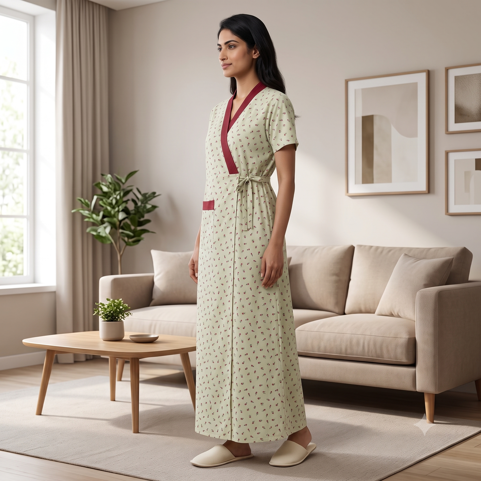 Bizzy Lizzy Light Green Iris 2pc Set Housecoat