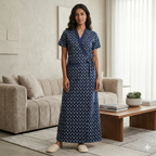 Pure Cotton Azure Blue Pansy Housecoat