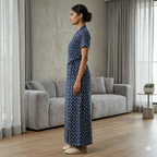 Pure Cotton Azure Blue Pansy Housecoat