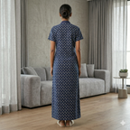 Pure Cotton Azure Blue Pansy Housecoat