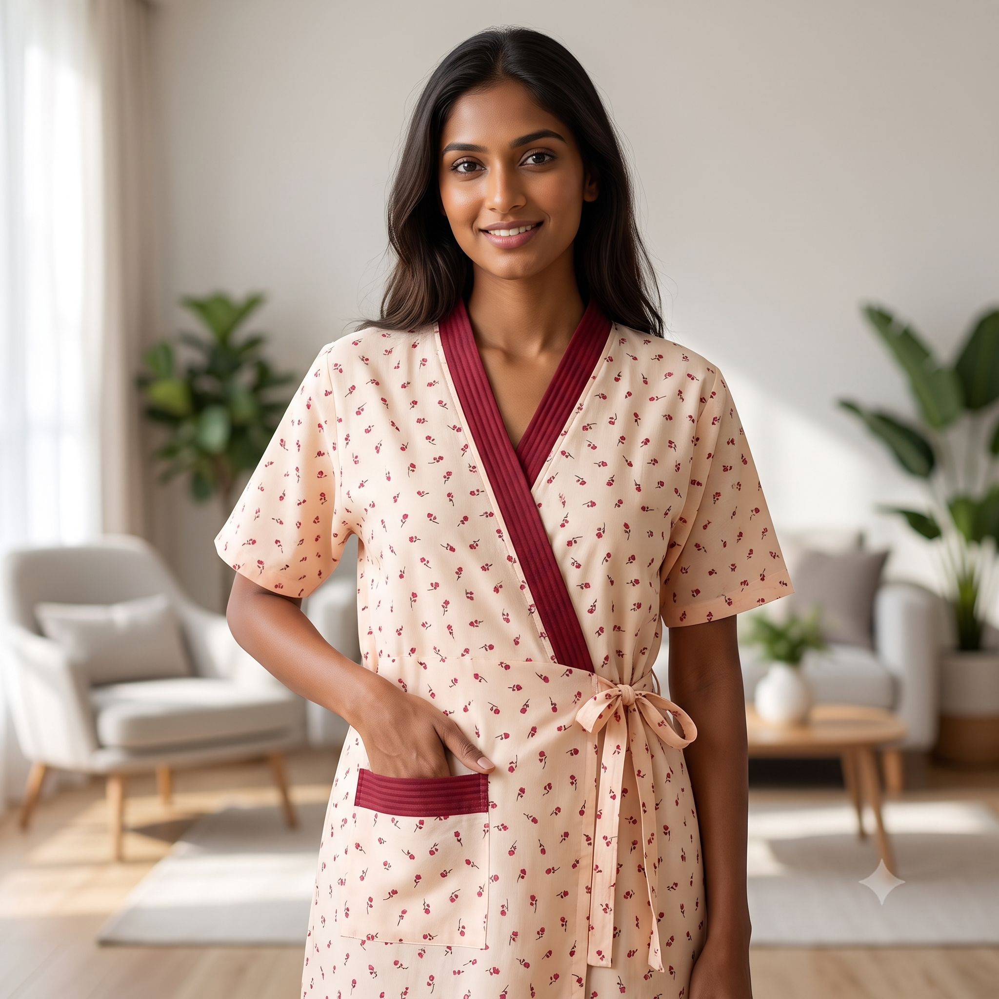 Bizzy Lizzy Light Orange Iris 2pc Set Housecoat
