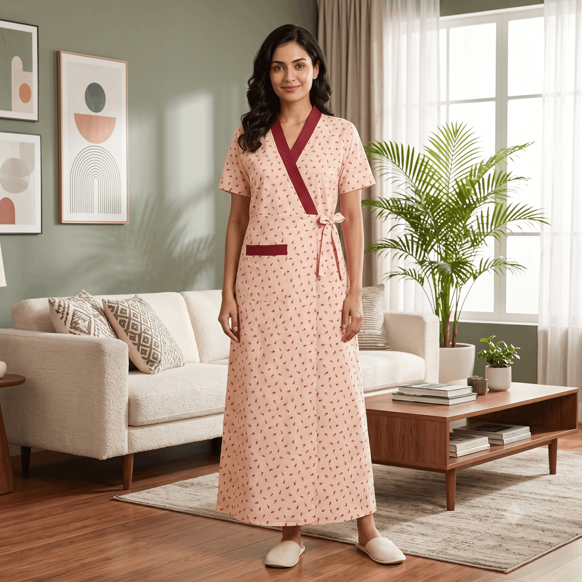 Bizzy Lizzy Light Orange Iris 2pc Set Housecoat