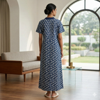 Pure Cotton Admiral Blue Pansy Housecoat