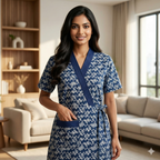 Pure Cotton Admiral Blue Pansy Housecoat