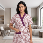 Bizzy Lizzy Purple Chrysanthemum 2pc Set Housecoat