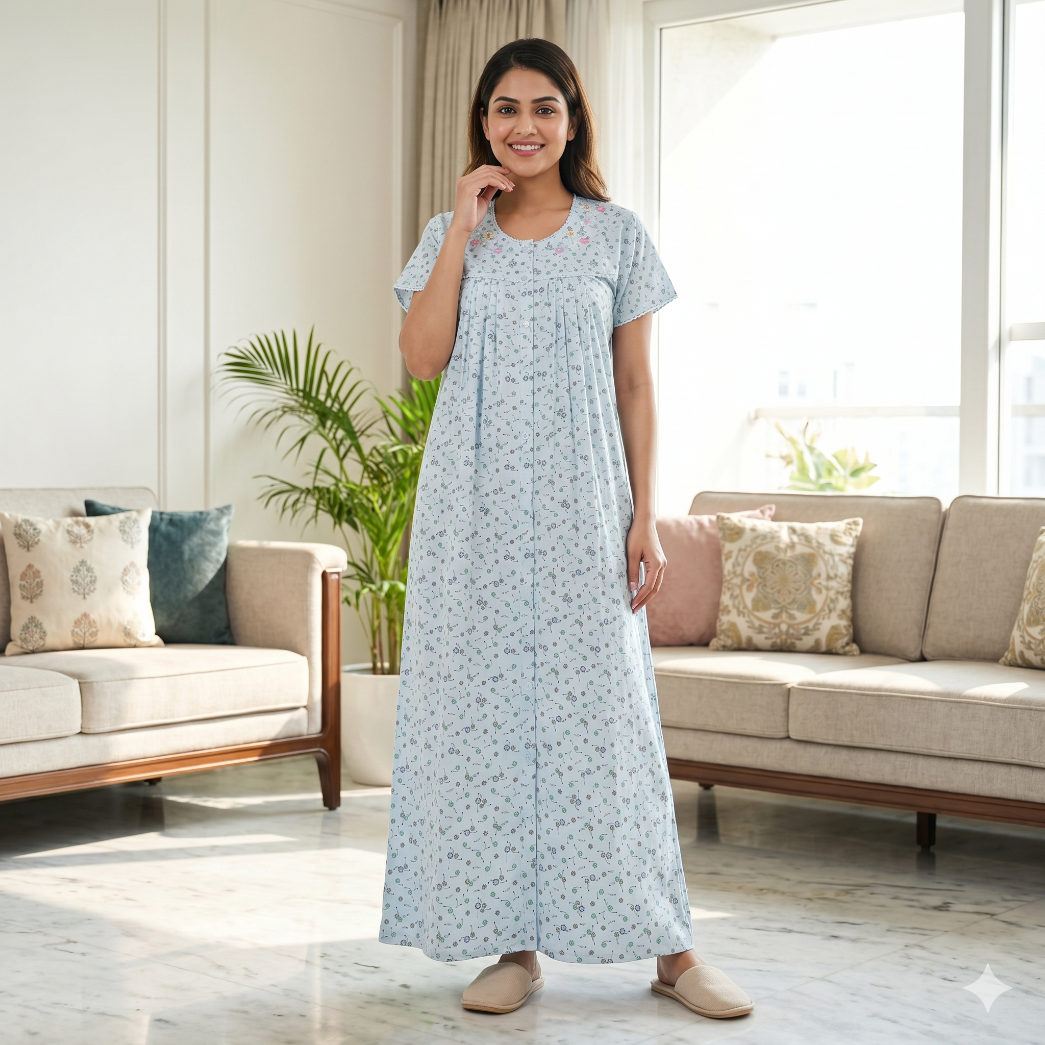 Bizzy Lizzy Light Blue Rose Front Open Nighty