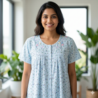 Bizzy Lizzy Light Blue Rose Front Open Nighty