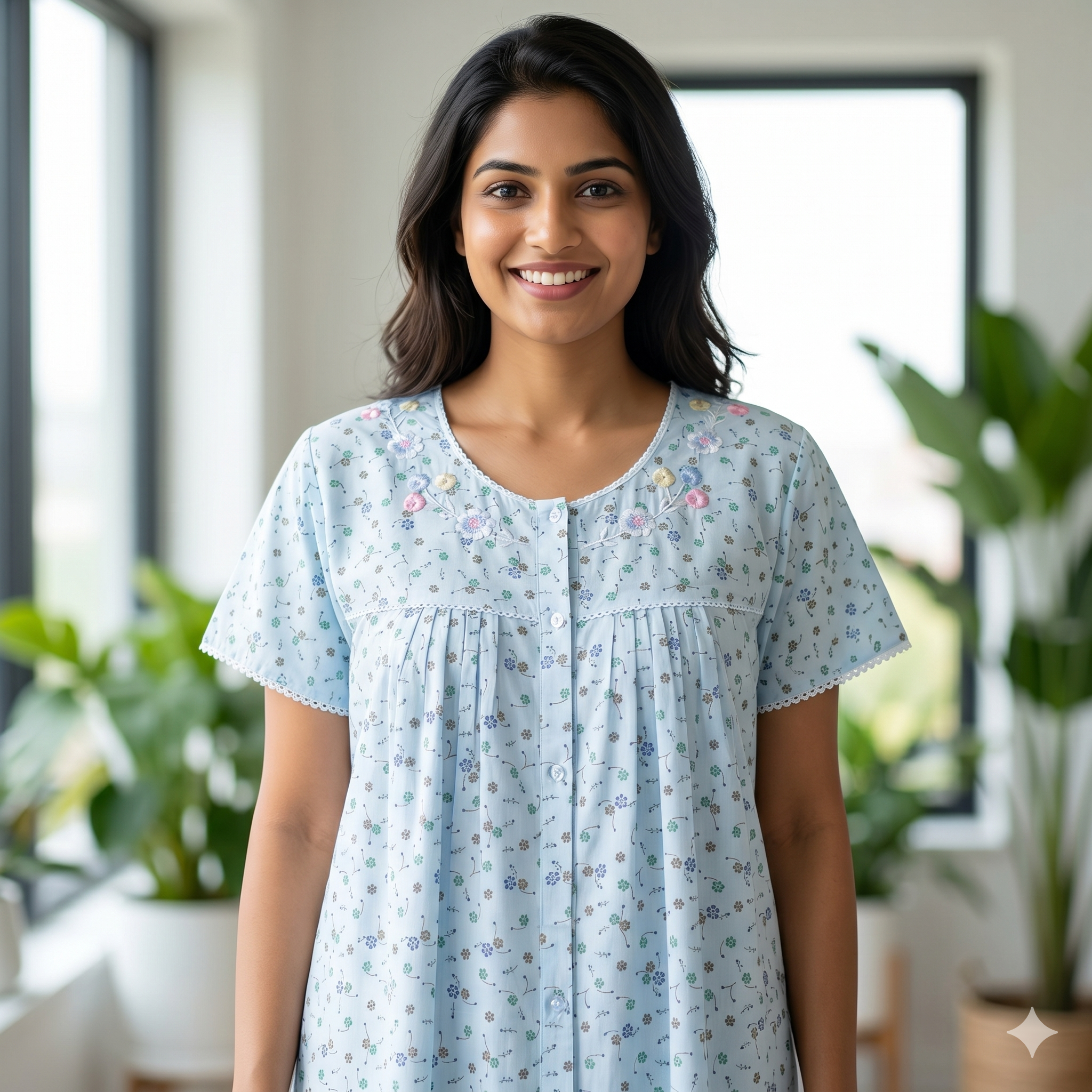 Bizzy Lizzy Light Blue Rose Front Open Nighty
