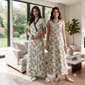 Bizzy Lizzy Green Chrysanthemum 2pc Set Housecoat