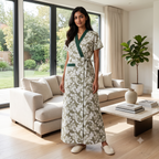 Bizzy Lizzy Green Chrysanthemum 2pc Set Housecoat