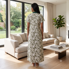Bizzy Lizzy Green Chrysanthemum 2pc Set Housecoat