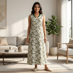 Bizzy Lizzy Green Chrysanthemum 2pc Set Housecoat