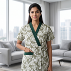 Bizzy Lizzy Green Chrysanthemum 2pc Set Housecoat