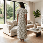 Bizzy Lizzy Green Chrysanthemum 2pc Set Housecoat