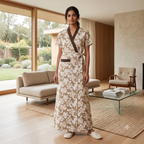 Bizzy Lizzy Brown Chrysanthemum 2pc Set Housecoat