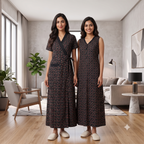 Bizzy Lizzy Black Magnolia 2pc Set Housecoat