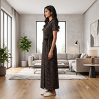 Bizzy Lizzy Black Magnolia 2pc Set Housecoat