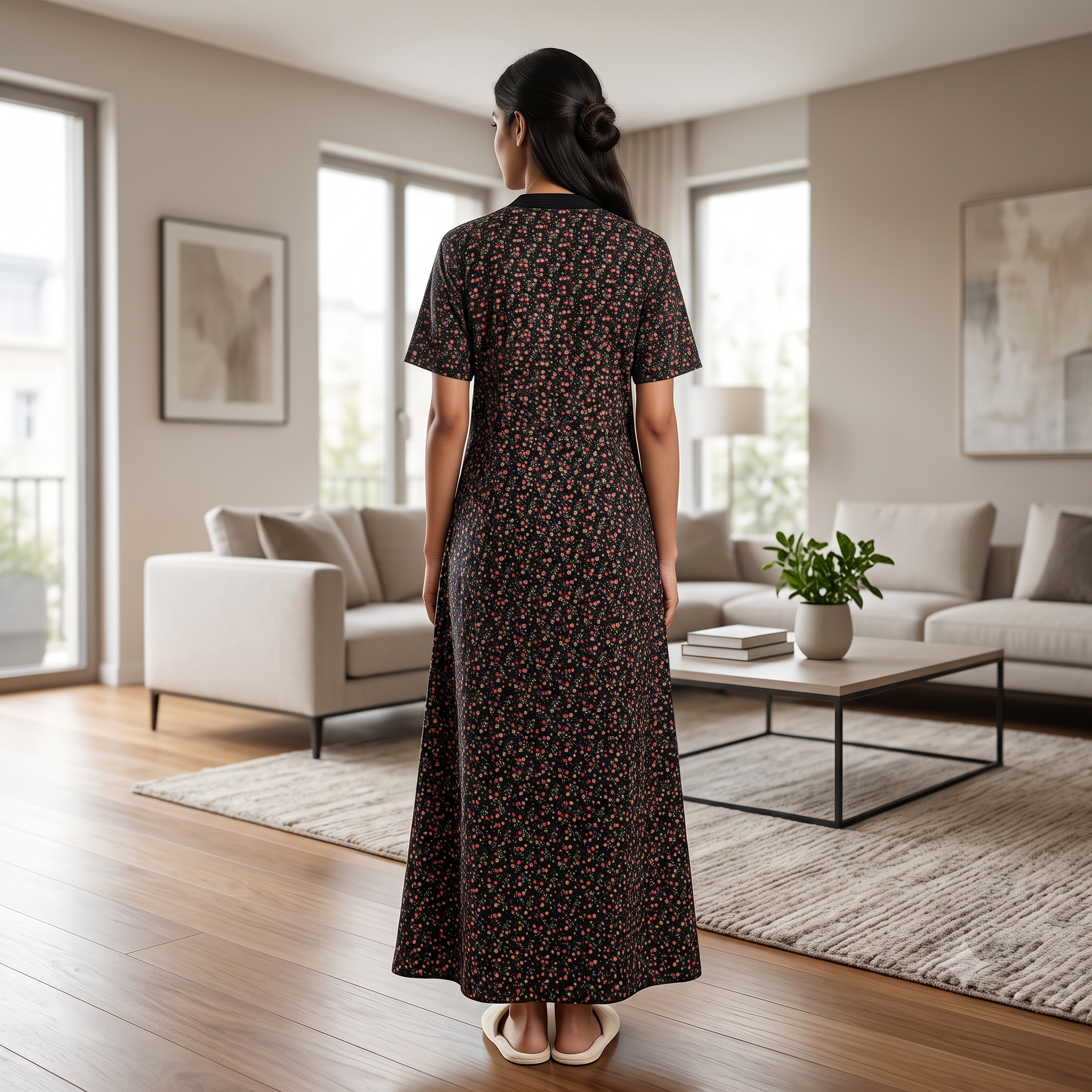 Bizzy Lizzy Black Magnolia 2pc Set Housecoat