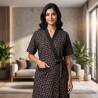Bizzy Lizzy Black Magnolia 2pc Set Housecoat
