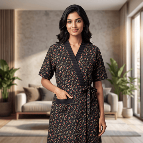 Bizzy Lizzy Black Geranium Housecoat