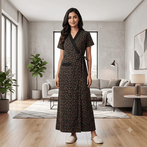 Bizzy Lizzy Black Geranium Housecoat