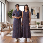Bizzy Lizzy Navy Blue Magnolia 2pc Set Housecoat