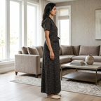 Bizzy Lizzy Black Geranium 2pc Set Housecoat