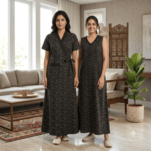 Bizzy Lizzy Black Geranium 2pc Set Housecoat