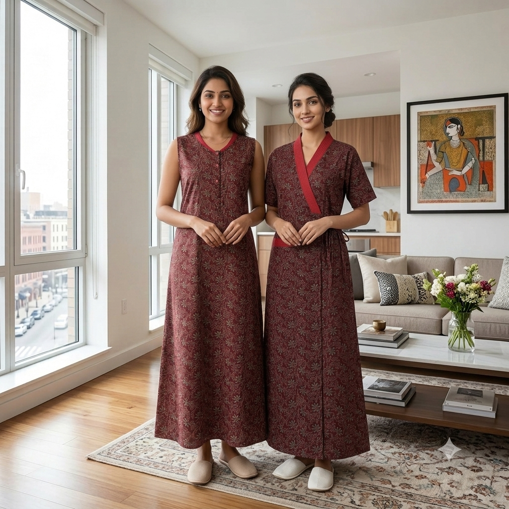 Bizzy Lizzy Maroon Geranium 2pc Set Housecoat