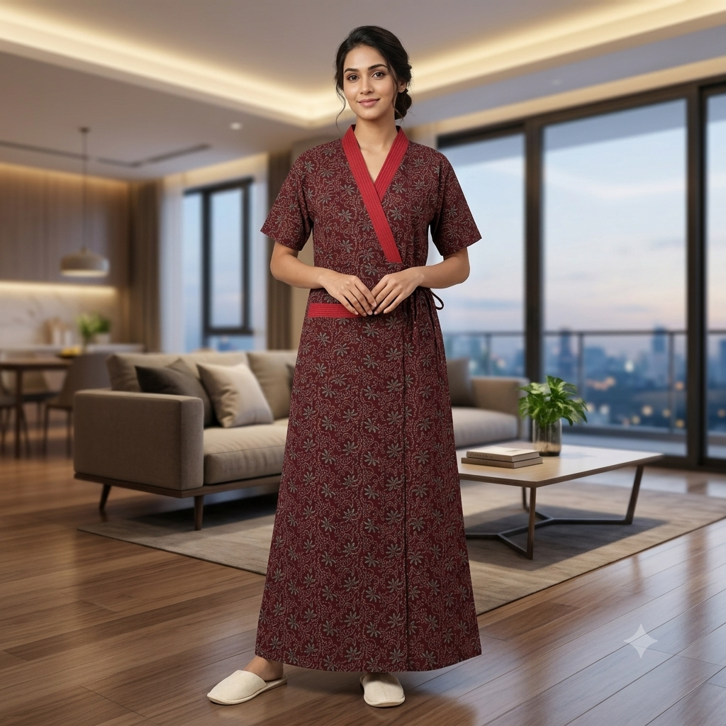 Bizzy Lizzy Maroon Geranium 2pc Set Housecoat