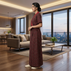 Bizzy Lizzy Maroon Geranium 2pc Set Housecoat